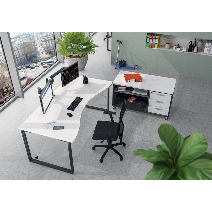 0404000123910-Bureau vague symétrique LOFTER - L180 cm - Plateau imitation Hêtre - pied Blanc-P_400012391_4-1