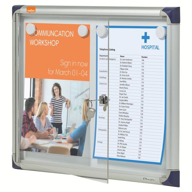 5028252158732-Nobo - Vitrine d'intérieur extra plate - 2 feuilles A4 - surface magnetique - porte battante - 38,5 x --1