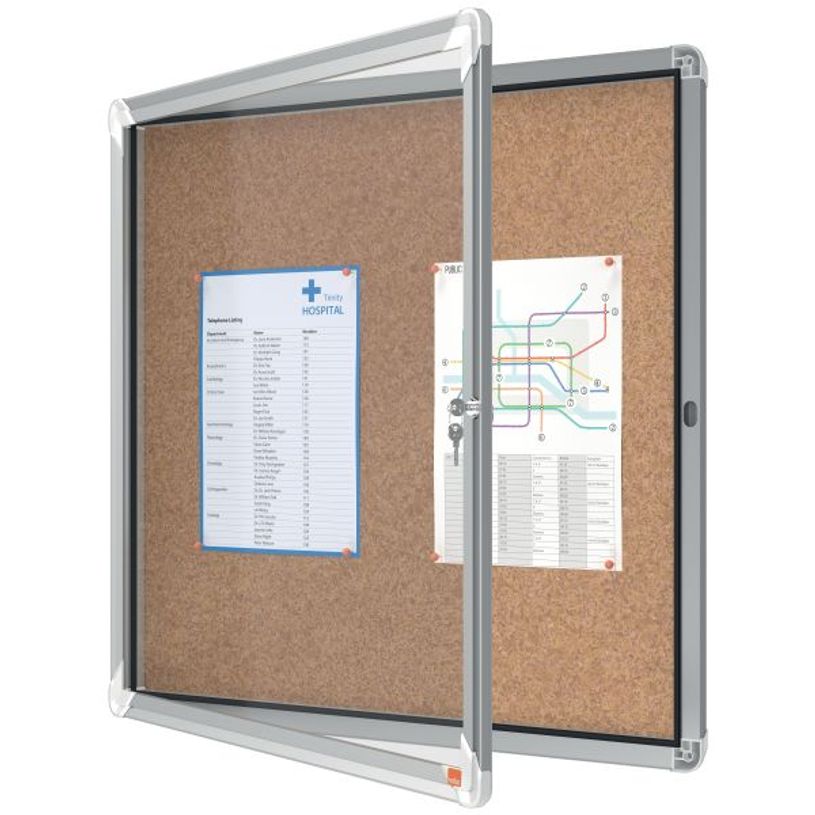 5028252063876-Nobo - Vitrine d'affichage - 6 feuilles A4 - surface liege - porte battante - 70,8 x 66,7 x 4,3 cm--1