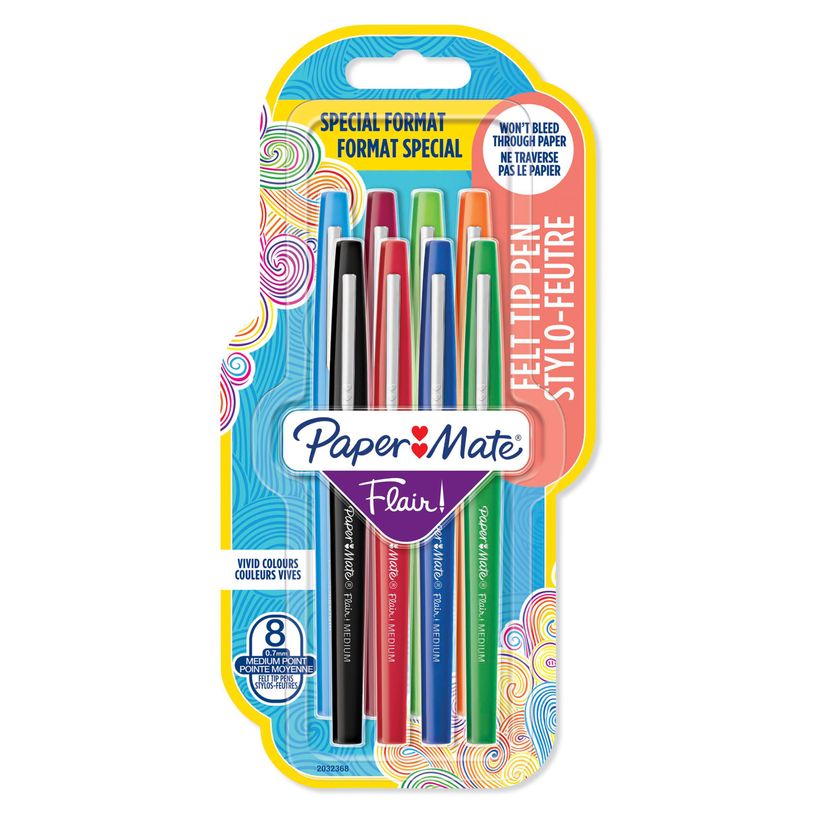 3026980323684-Paper Mate Flair Original - 8 Feutres fin - pointe moyenne-P_405111119_1-0