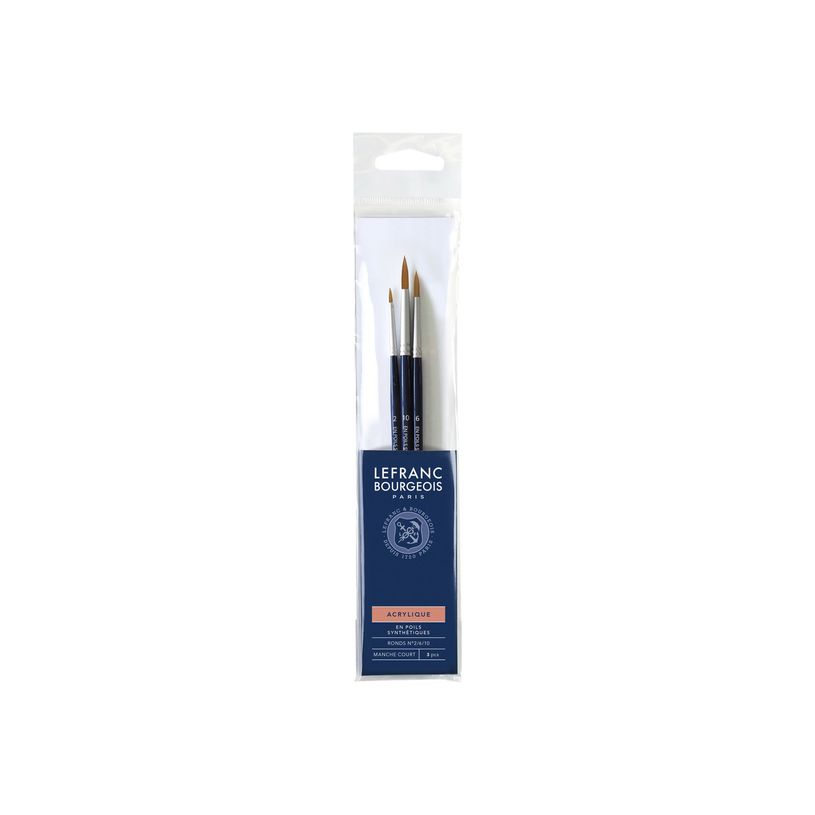 3013643002383-Lefranc Bourgeois - Pack de 3 pinceaux ronds - manche court - N° 2, 6, 10-P_405111422_1-0