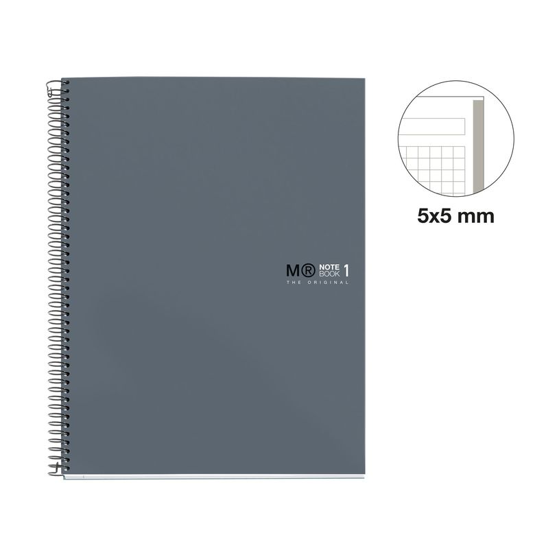 8422593465806-THE ORIGINAL NOTEBOOK, couverture rigide, A4, quadrillage 5x5 mm, 80 feuilles de 1 couleur, Miquelrius,--1