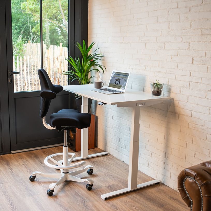 3760350281128-Bureau électrique UGO - L160x80cm - pieds blancs - plateau blanc laqué-P_405113032_1-0