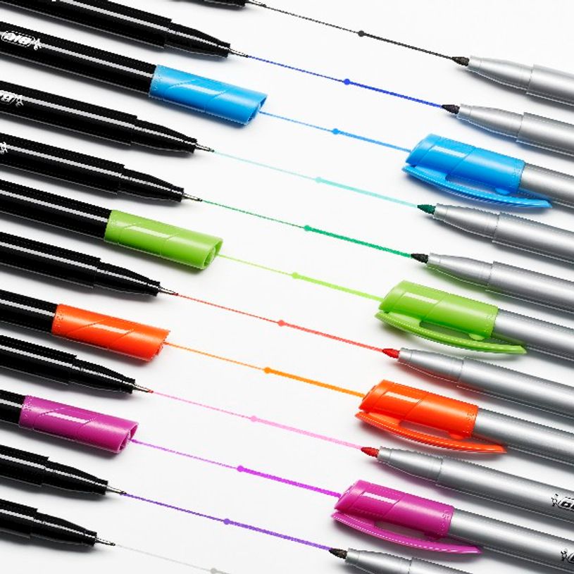 3086123671553-BIC Intensity - Kit d’Écriture avec 8 Stylos Feutres (4 pointe fine et 4 pointe moyenne) + 1 Carnet d-P_405113549_4-3