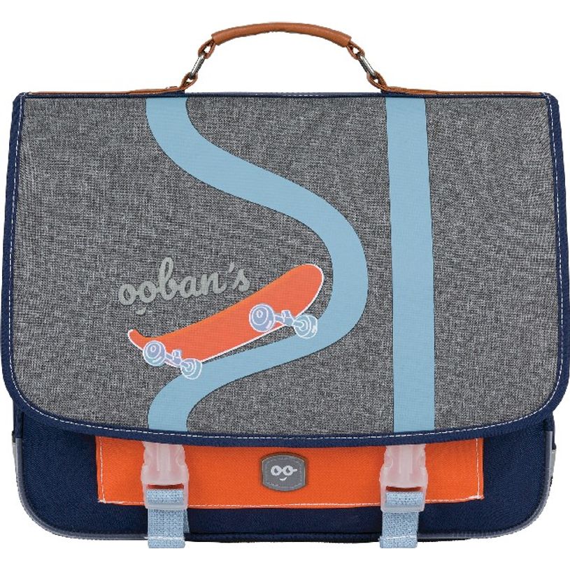 3662498003580-Cartable Ooban's Skate - 38 cm - 2 compartiments - gris chiné/bleu - Oberthur-P_405114303_2-1