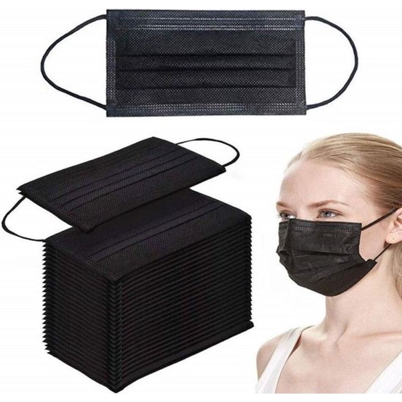 8683036442833-Boite de 50 Masques Chirurgical 3 Plis, Type IIR - noir-P_405117210_3-2