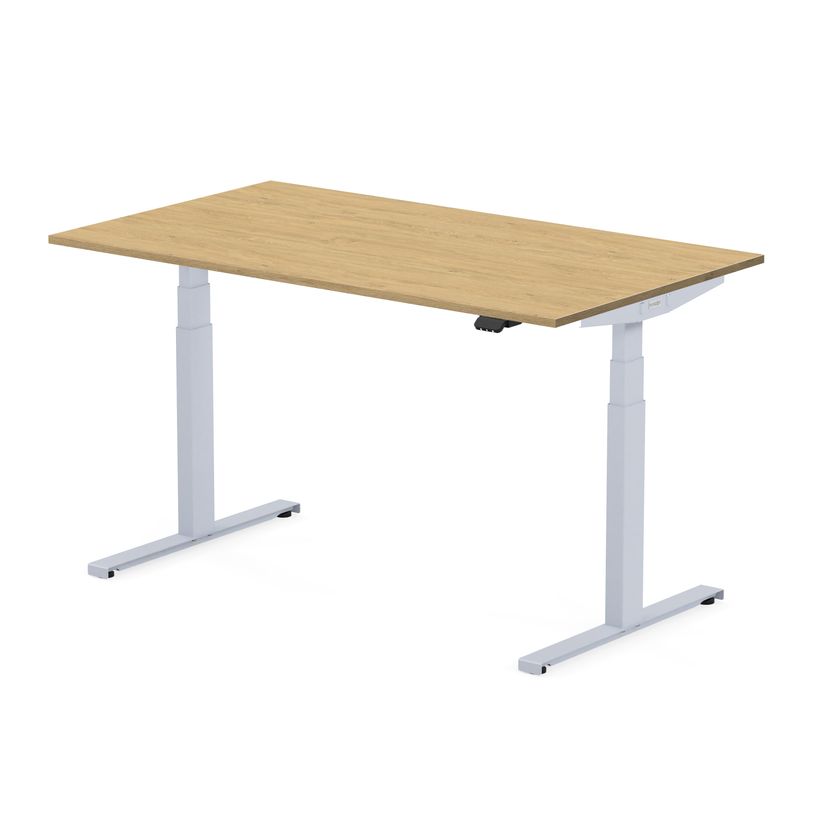 3760350281364-Bureau électrique UGO - L120x70cm - pieds gris - plateau imitation chêne Stone-P_405119038_1-0