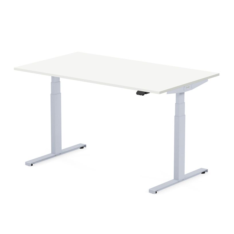 3760350281388-Bureau électrique UGO - L140x80cm - pieds gris - plateau blanc laqué-P_405119044_1-0