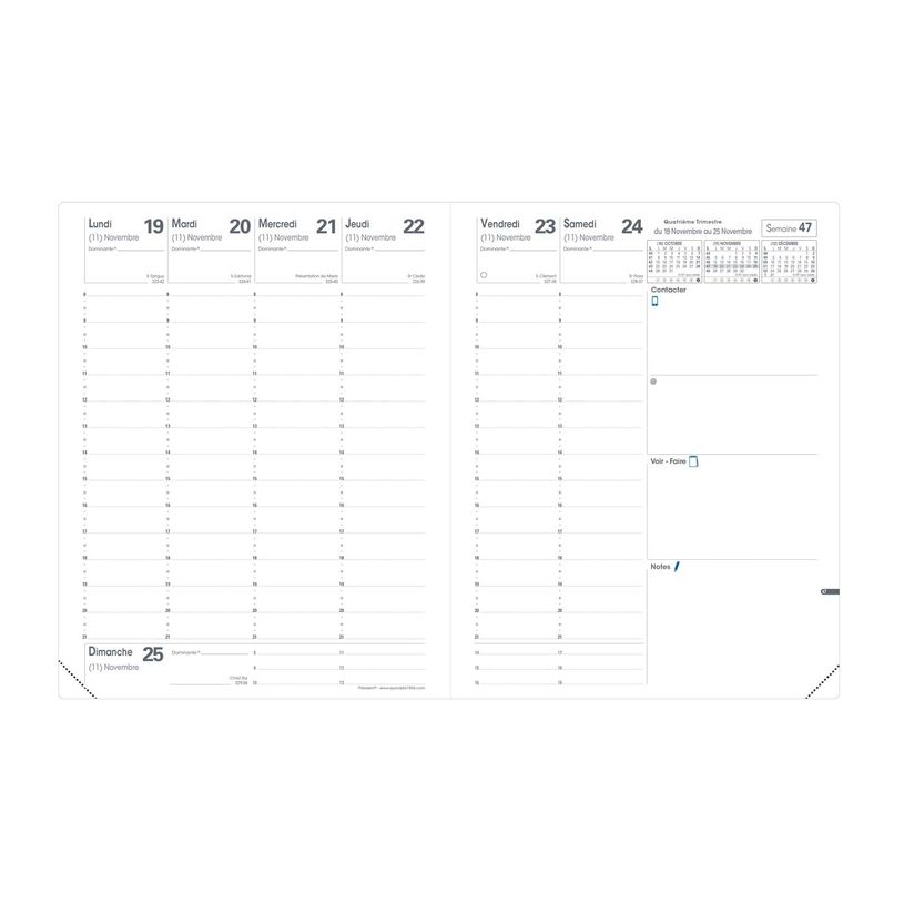3371010475742-Agenda Club President avec répertoire - 1 semaine sur 2 pages - 21 x 27 cm - bleu marine - Quo Vadis--1