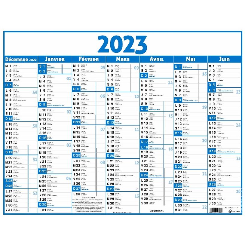 3664447135892-Oberthur Classique - Calendrier 7 mois par face - 21 x 26,5 cm - bleu-P_405120432_1-0