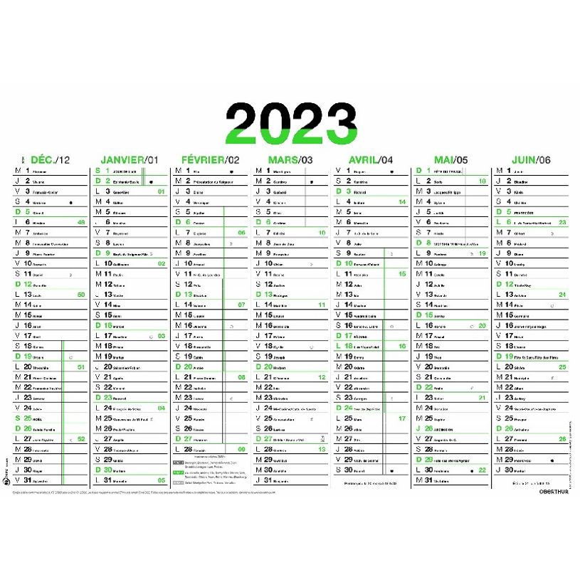 3664447125398-Oberthur Fluo - Calendrier 7 mois par face - 21 x 26,5 cm - vert-P_405120441_1-0