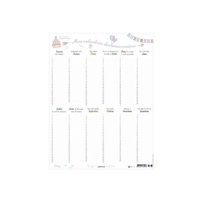 3664447130996-Oberthur Bullet - Calendrier pour les anniversaires - 33,5 x 43 cm-P_405122492_1-0
