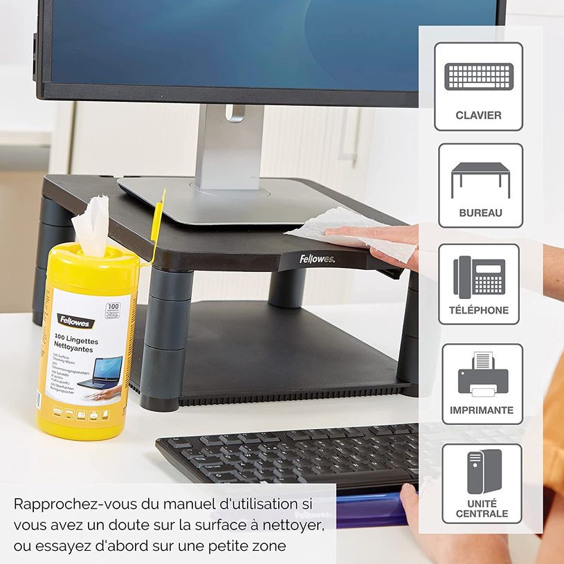 0043859770595-Fellowes - 100 lingettes multisurfaces sans alcool-P_405123033_3-1
