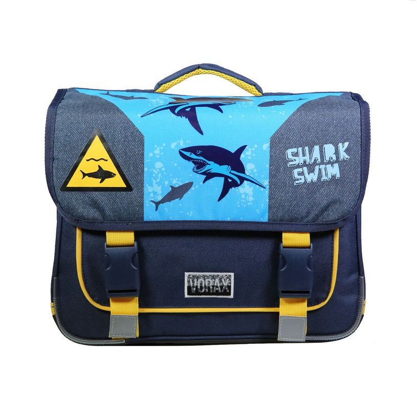 3666311010779-Cartable Vorax Requins 38 cm - 2 compartiments - bleu - Bagtrotter-P_405128928_1-0