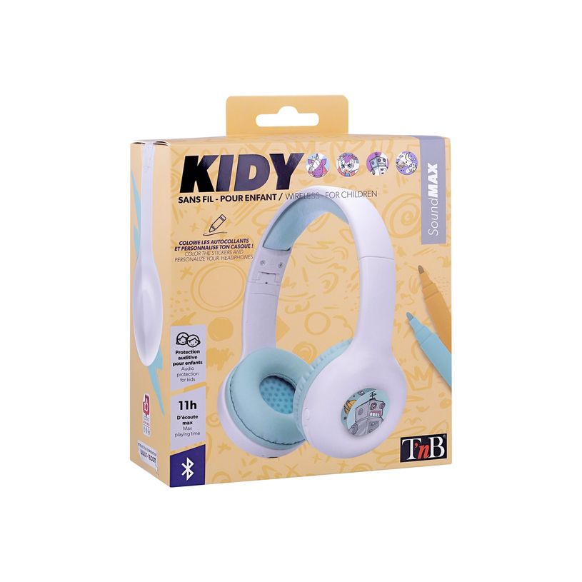 3303170107232-T'nB Kids KIDY - casque sans fil pour enfants - Limiteur de décibel - blanc et vert-P_405131546_8-7