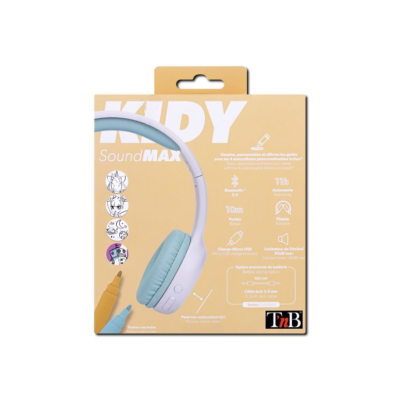3303170107232-T'nB Kids KIDY - casque sans fil pour enfants - Limiteur de décibel - blanc et vert-P_405131546_9-8