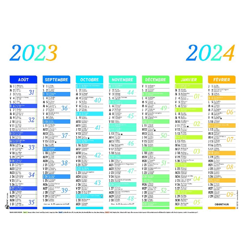 3664447138459-Calendrier Arc en Ciel - 7 mois par face - 21 x 27 cm - Oberthur-P_405132148_1-0