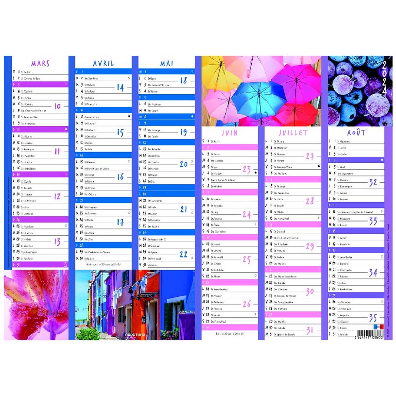 3664447138633-Calendrier Color Story - 7 mois par face - 40,5 x 55 cm - Oberthur-P_405132166_2-1