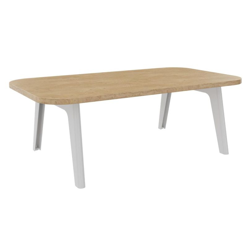 3253310179677-Table basse ILO - L114xP67xH39 cm - pieds blanc - finition chêne clair-P_405134643_1-0