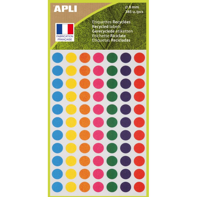 3270241017816-Apli Agipa - 385 Pastilles adhésives recyclées - couleurs assorties - diamètre 8 mm - r-P_405137304_3-0