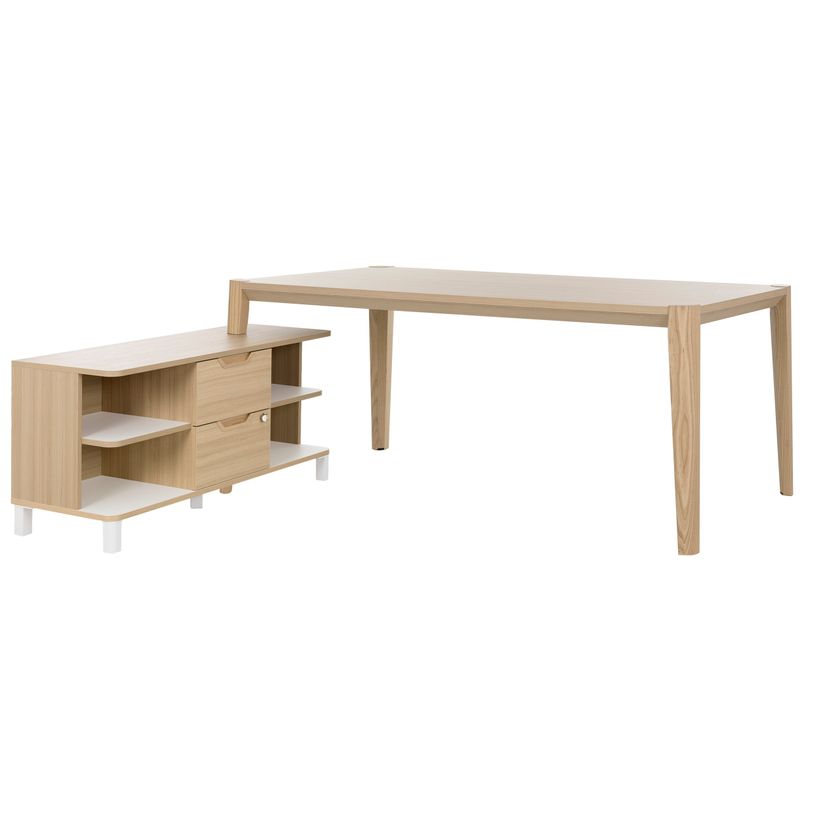 3483600872609-Bureau avec retour ABSOLU - 180 cm - Pieds bois - Chêne structuré-P_405137459_1-0