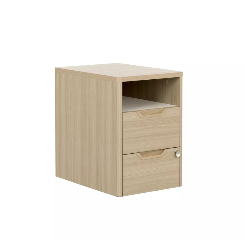 3483600819550-Caisson mobile ABSOLU - Profondeur 60 cm - 2 tiroirs/1 niche - Chêne structuré-P_405137463_2-1