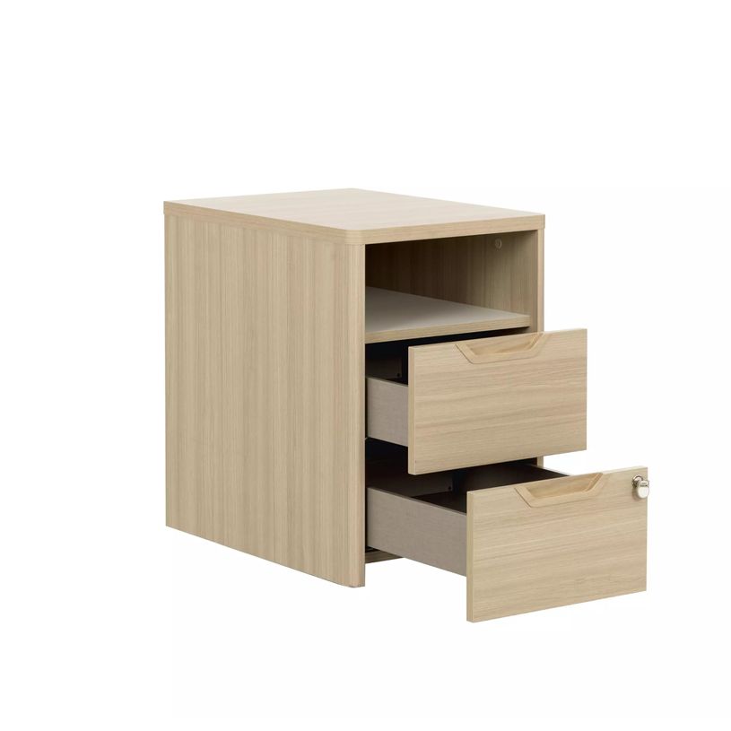 3483600819550-Caisson mobile ABSOLU - Profondeur 60 cm - 2 tiroirs/1 niche - Chêne structuré-P_405137463_3-2