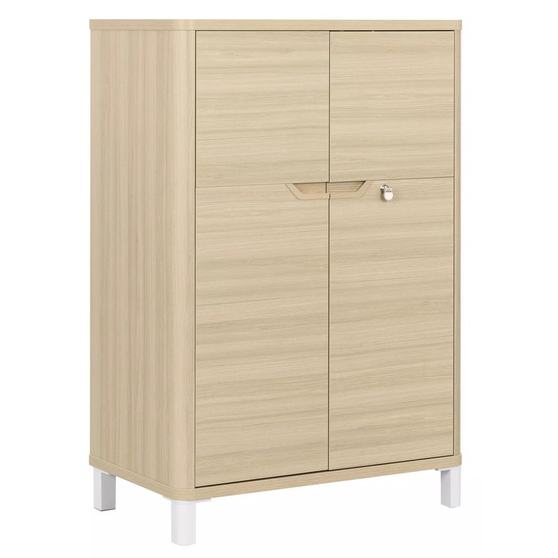 3483600819581-Rangement mi-haut ABSOLU - L81 x H118 x P45 - 2 portes - Chêne structuré-P_405137466_1-0