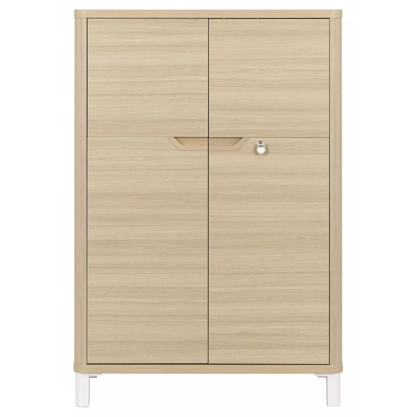 3483600819581-Rangement mi-haut ABSOLU - L81 x H118 x P45 - 2 portes - Chêne structuré-P_405137466_2-1