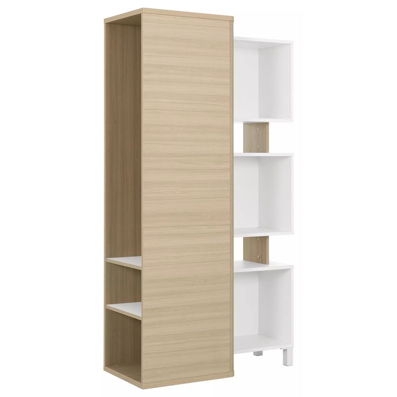 3483600819598-Bibliothèque Vestiaire ABSOLU - L100 x H188 x P45 - 3 bacs de rangement - Chêne structur-P_405137467_1-0