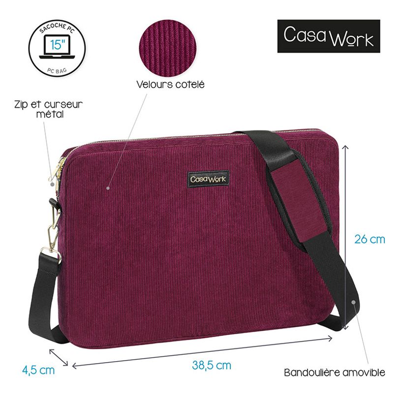 3135257523600-Viquel Casawork - Sacoche pour ordinateur portable 15″ - Velvet bordeaux-P_405145869_4-3