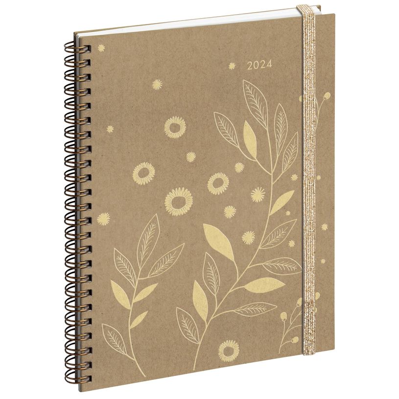 0404051470735-Agenda spiralé Végétal Pratic S - 1 semaine sur 2 pages - 14 x 18 cm - kraft - Exacompt-P_405147073_1-0