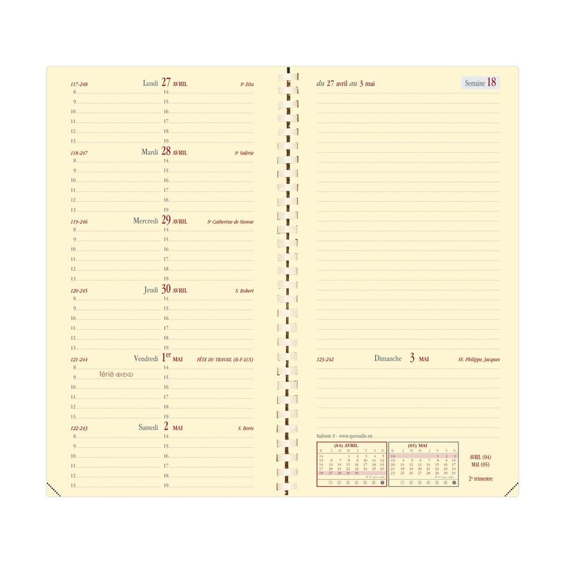 3371010498758-Agenda à spirale Marlow Italnote avec répertoire - 1 semaine sur 2 pages - 8,8 x 17 cm - bordeaux - Q--1