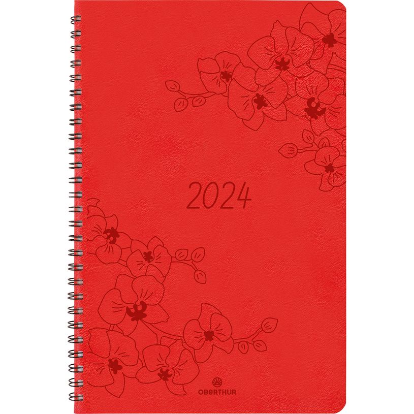 3664447157320-Agenda à spirale Primrose - 1 semaine sur 2 pages - 22 x 28 cm - corail - Oberthur-P_405149141_1-0
