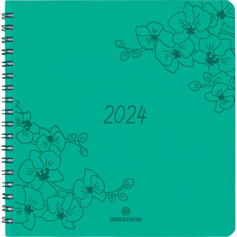 3664447157443-Agenda à spirale Primrose - 1 semaine sur 2 pages - 16 x 16 cm - vert - Oberthur-P_405149153_1-0