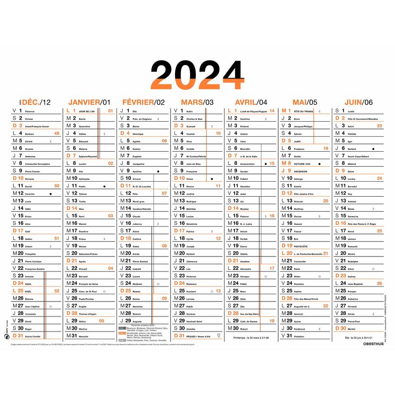 3664447154749-Calendrier Fluo - 7 mois par face - 21 x 26,5 cm - orange - Oberthur-P_405149392_1-0
