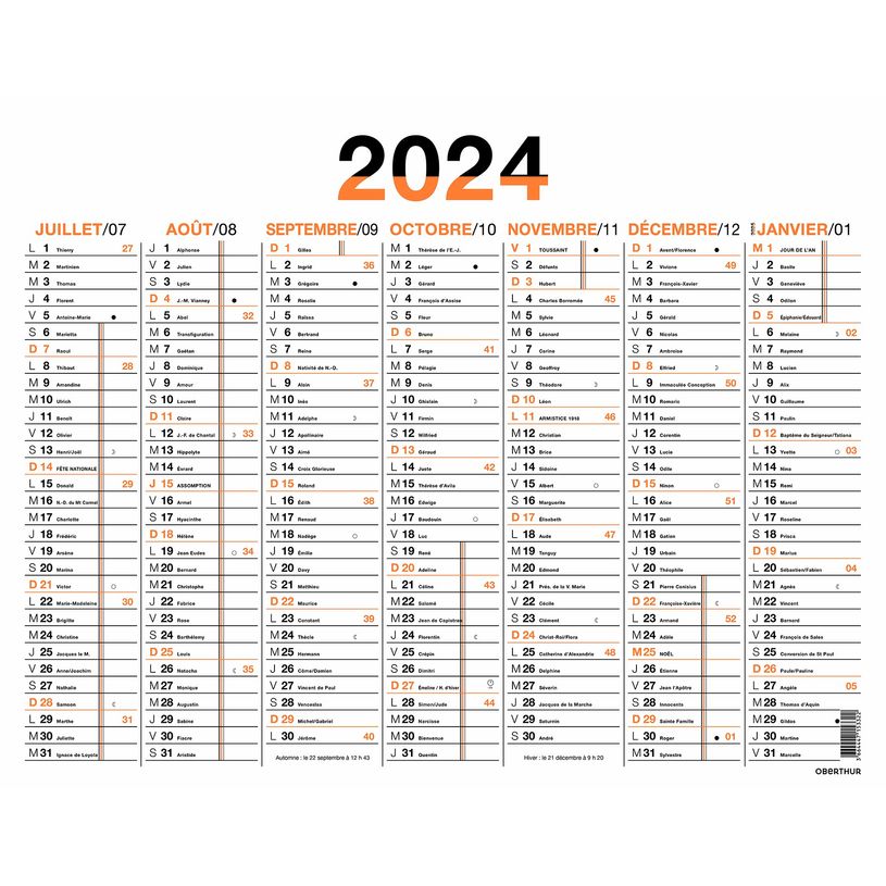 3664447154749-Calendrier Fluo - 7 mois par face - 21 x 26,5 cm - orange - Oberthur-P_405149392_2-1