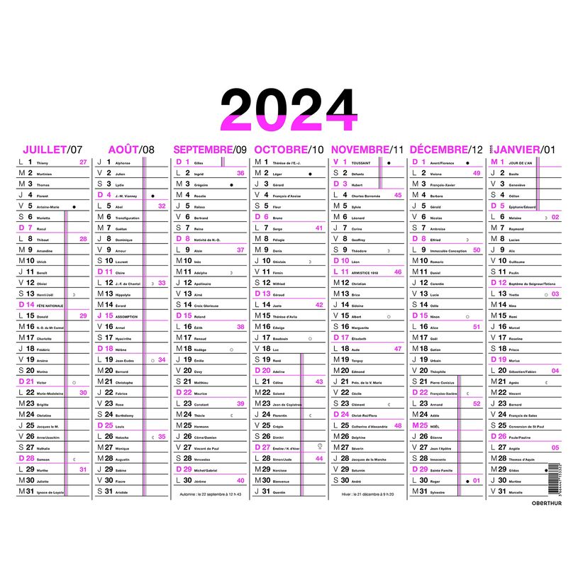 3664447154800-Calendrier Fluo - 7 mois par face - 43 x 55 cm - rose - Oberthur-P_405149398_2-1