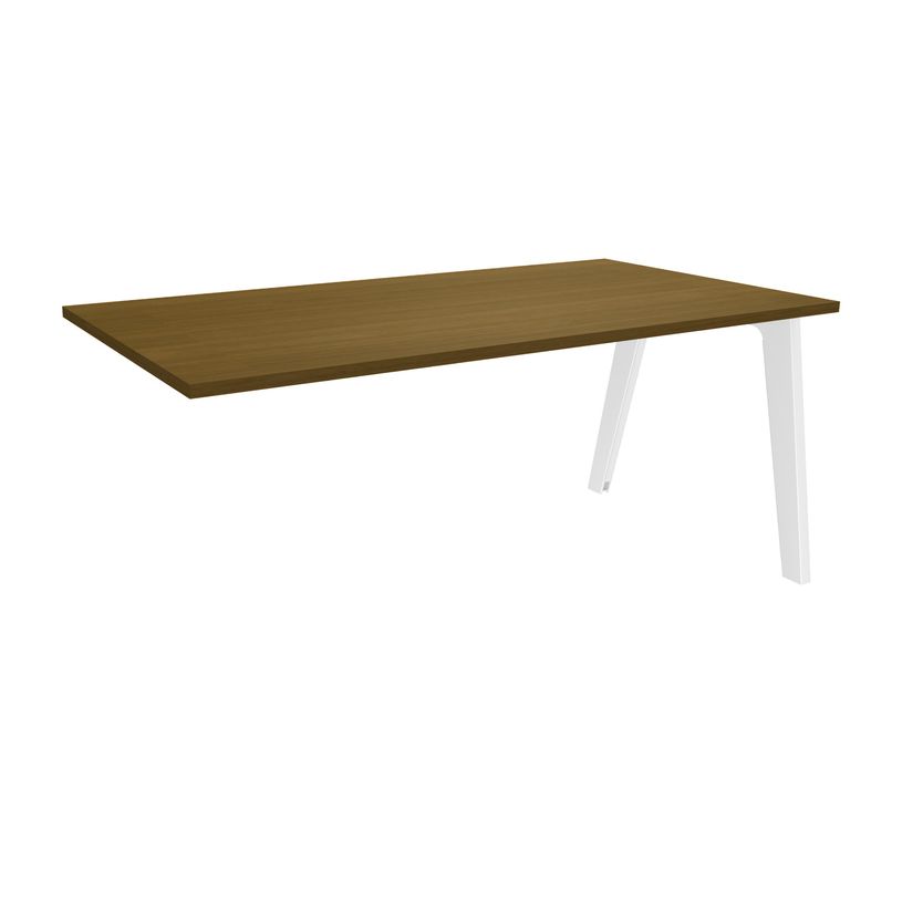 3253310397743-Bureau simple STEELY - L180 cm - Bureau suivant - Pieds blanc - plateau imitation noyer-P_405150752_1-0