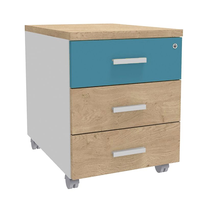 3253310542884-Caisson mobile INEO JET UP Bureau Vallée - L43 x H56 x P60 cm - 3 Tiroirs - façade imitati-P_405151998_1-0