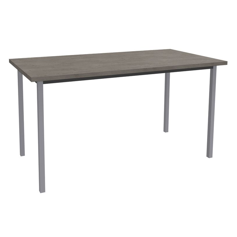 3253310486089-Table de réunion rectangulaire - 140 x 70 cm - Pieds carrés aluminium - imitation chêne-P_405152174_1-0