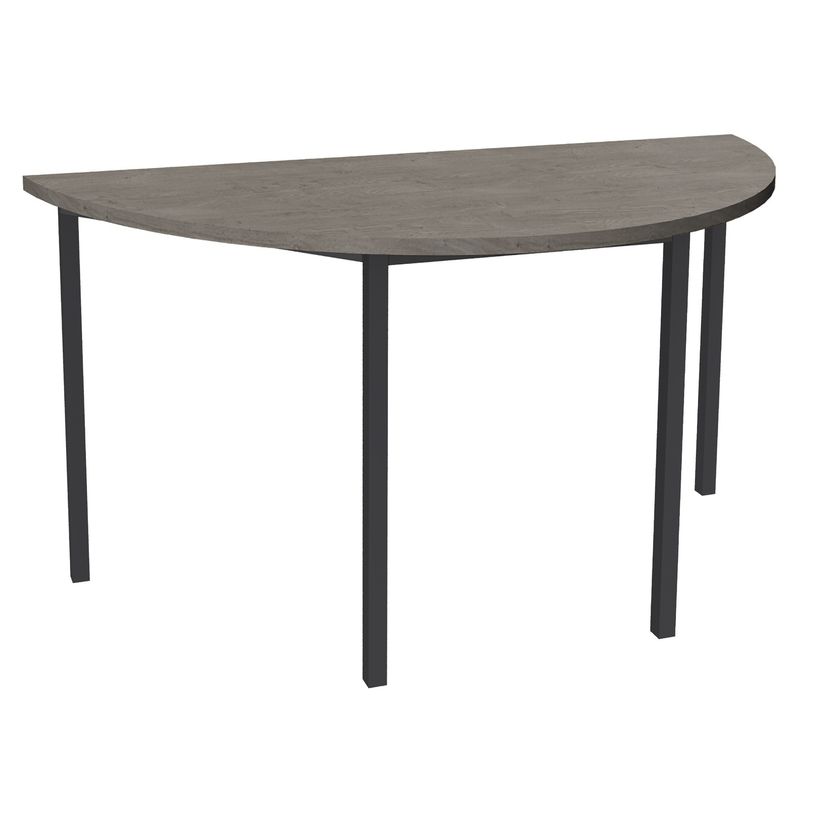 3253310276024-Table de réunion Demi-lune - 140 x 70 cm - Pieds carrés anthracite - imitation chêne gr-P_405152180_1-0