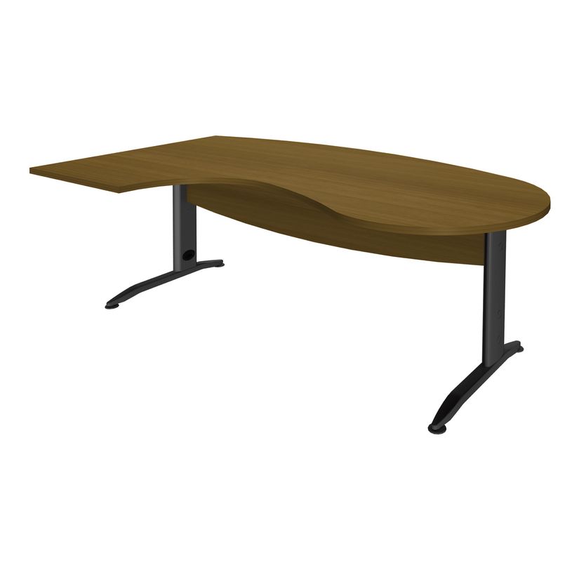 3253310309364-Bureau compact manager retour à gauche IDRA - 200 cm - Pied anthracite - noyer (Pied de renfort obligat-P_405152423_1-0