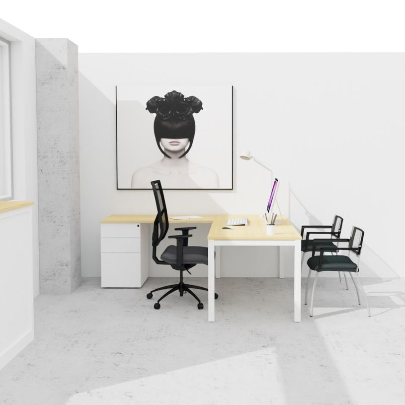 3617350003734-Bureau ARIAL - L180 x P80 cm - plateau imitation chêne clair - pieds blancs-P_405153401_2-1