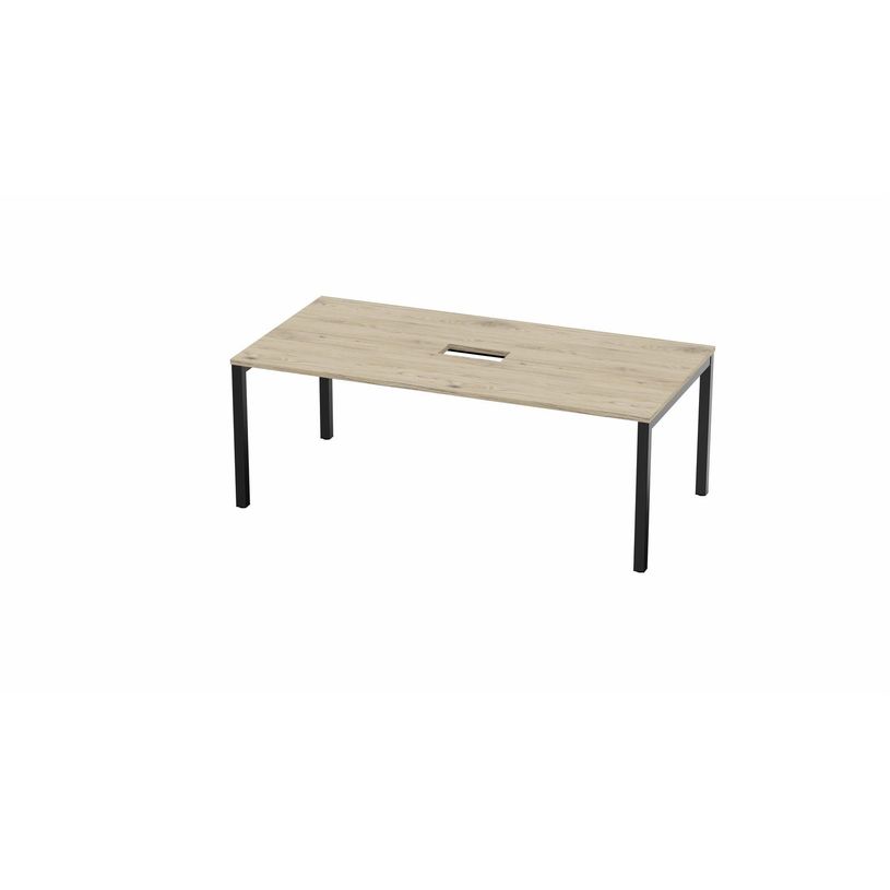 3617350002232-Table de réunion ARIAL - L200 x P100 cm - plateau imitation chêne brunswick - pieds blancs (tra-P_405153523_1-0
