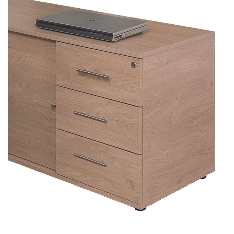 3253310489547-Option 2 tiroirs plats pour console Steely - imitation chêne clair-P_405159728_1-0