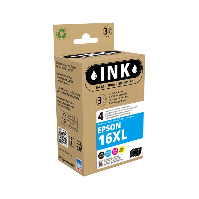 8720282008700-Cartouche compatible Epson 16XL Stylo plume - Pack de 4 - noir, cyan, magenta, jaune - Ink-P_405160680_1-0