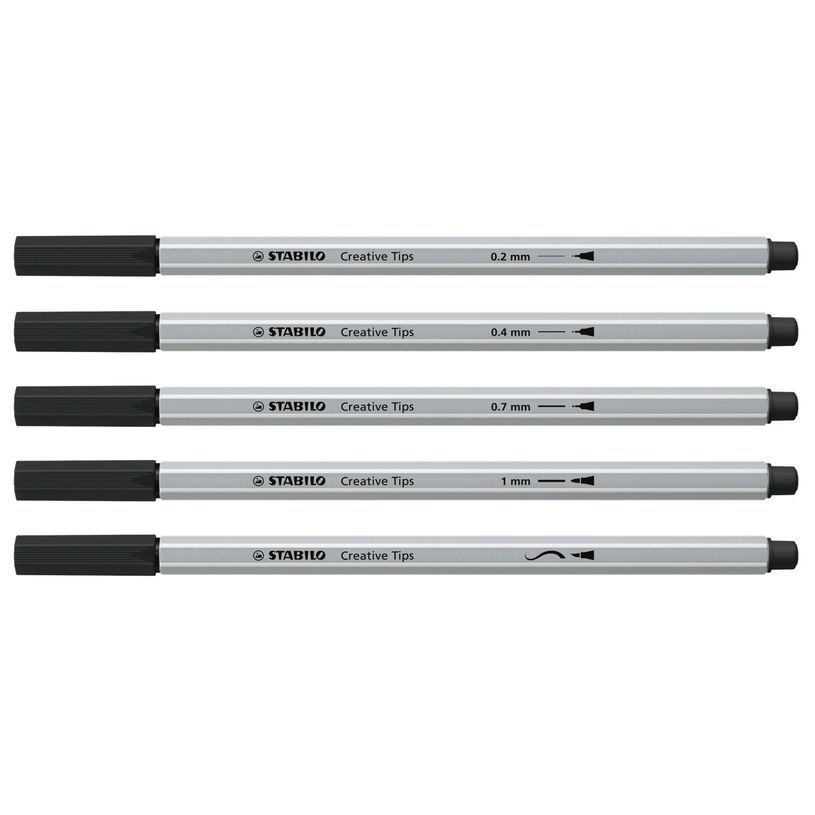 4006381604369-STABILO Creative tips ARTY - 5 Feutres de coloriage de pointes différentes - noir-P_405161044_2-1