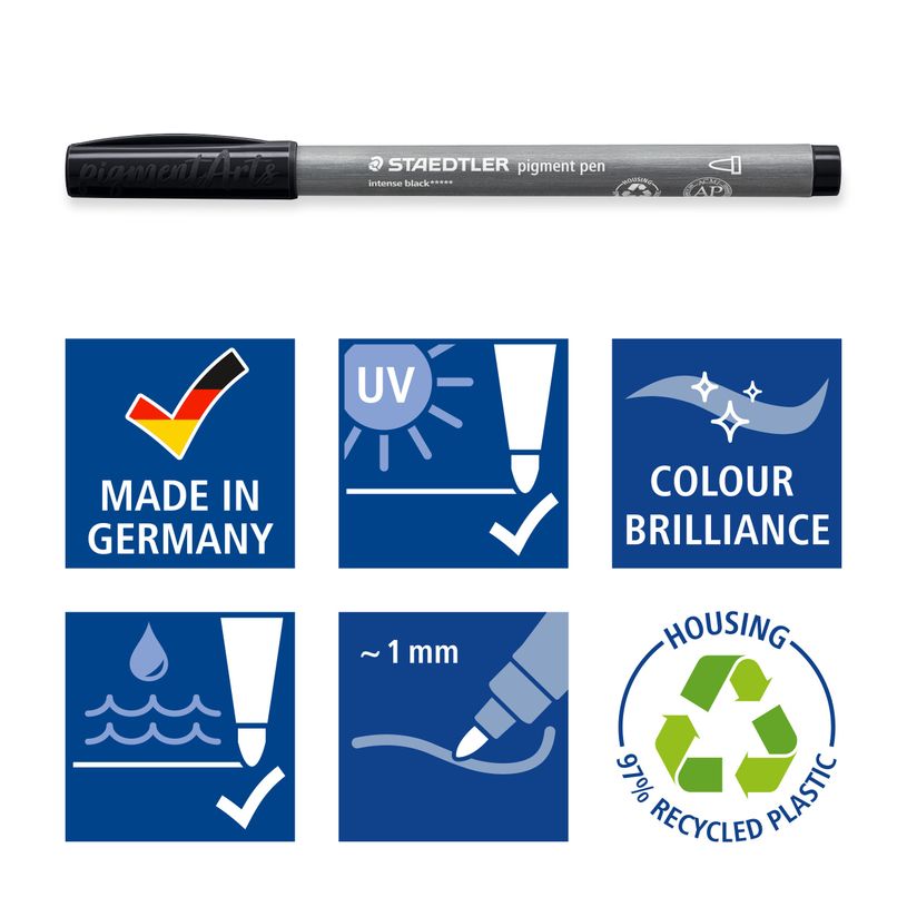 4007817099414-STAEDTLER Pigment pen 379 - 2 feutres - pointe ogive 1 mm - noir intense-P_405177295_4-3