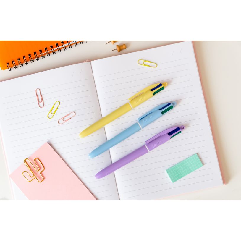 3086123729391-BIC 4 COULEURS - Stylo à bille 4 couleurs - 1 mm - pastel violet-P_405184160_9-8